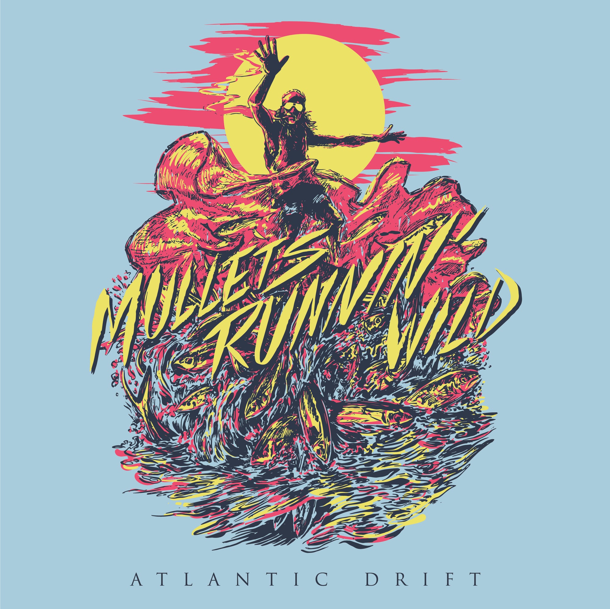 Mullets Running Wild Tee - S/S - Chambray - Atlantic Drift